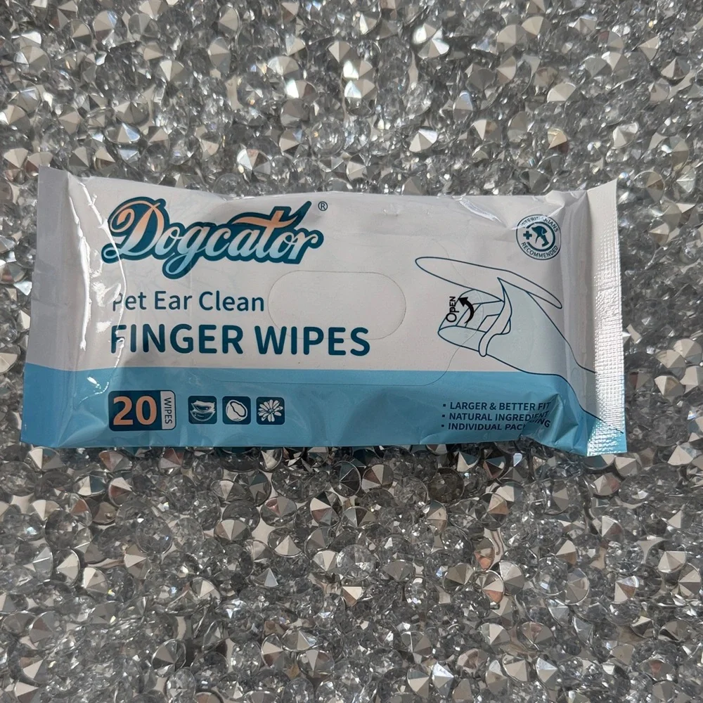 Pet Ear Clean Finger Wipes - Blue